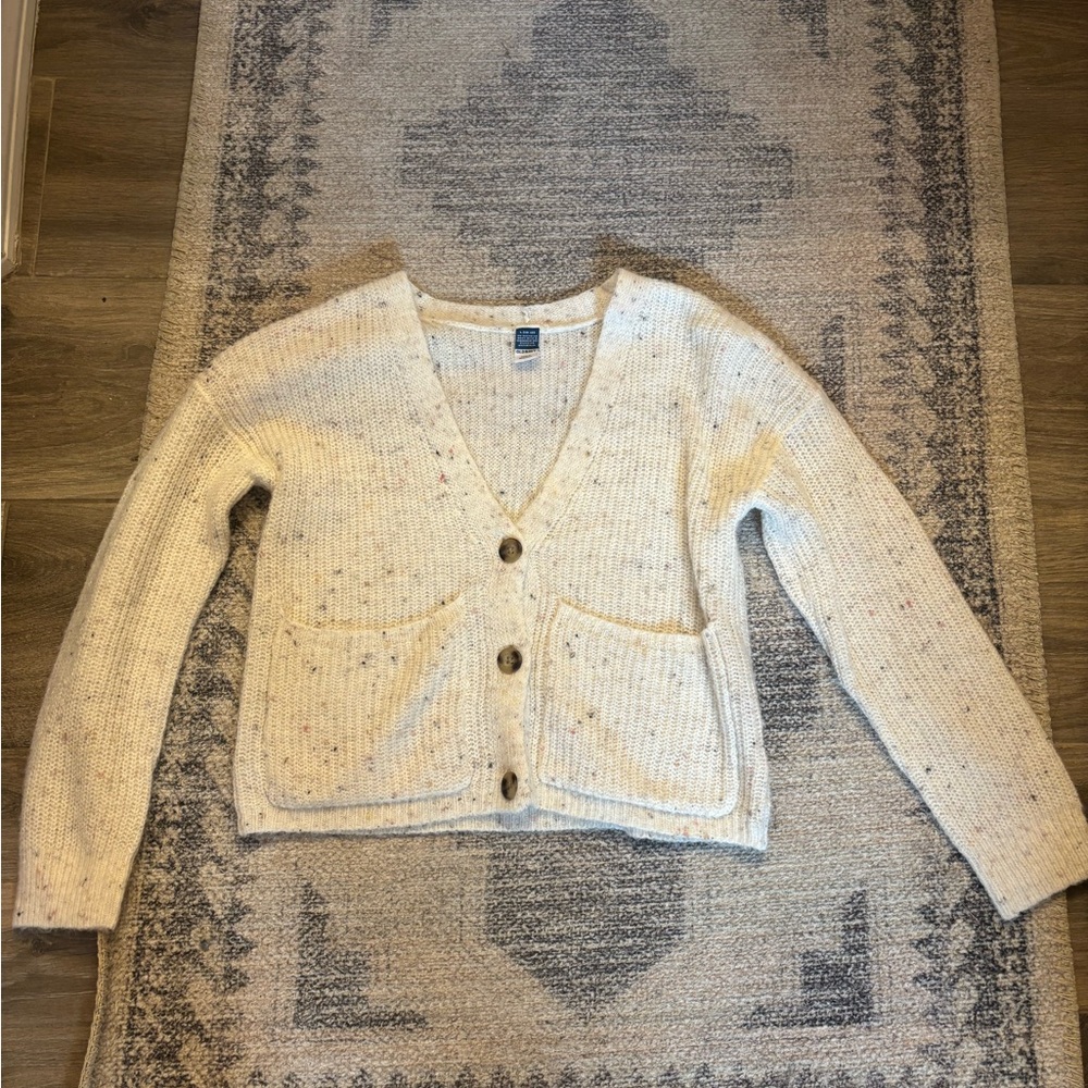 Old Navy Cream Cardigan with Geometric Patterns